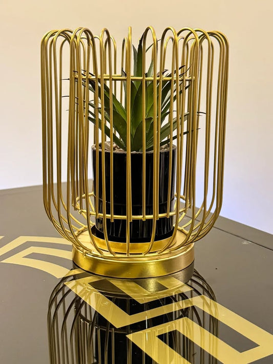 Nordic Style Metallic Cage Planter Stand with Succlent Planter Pot