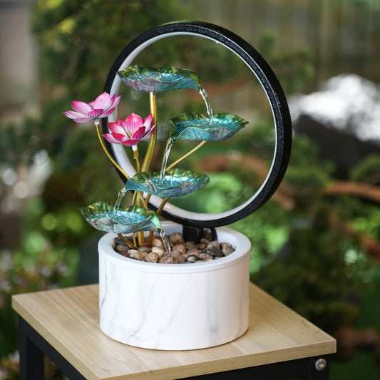 USB-Powered Metal Tabletop Fountain with Reflective Lighting