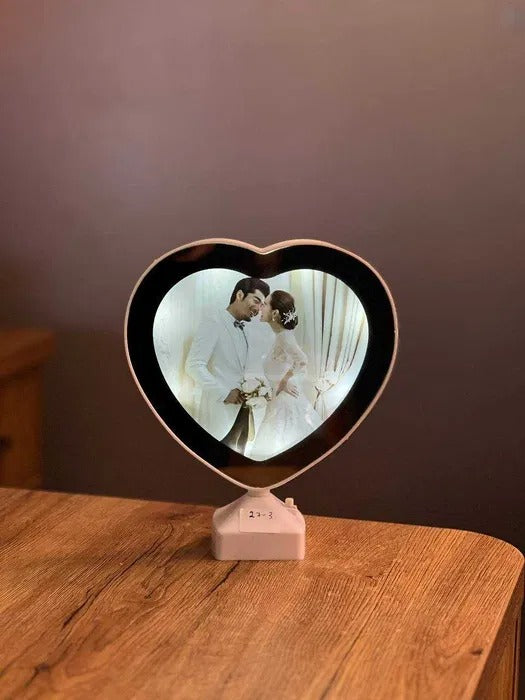 Heart shaped magic mirror Photo Frame With LED