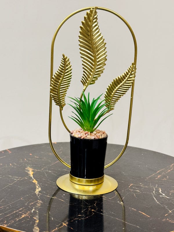 Metallic Gold Decorative Planter Pot with Stand