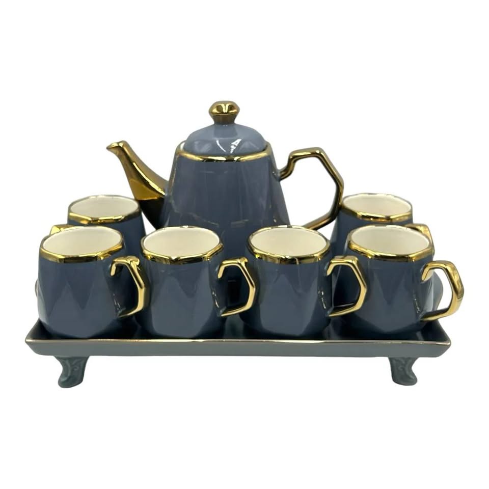 Classic Luxury Porcelain Tea Set with Serving Tray