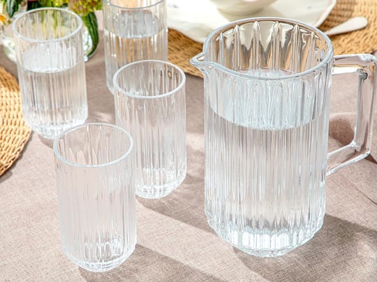 Elegant Stripes 7-Piece Transparent Glass Jug and Glass Set