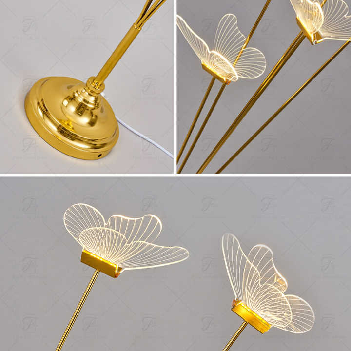 Imported Transparent Acrylic Butterfly Gold LED Floor Lamp