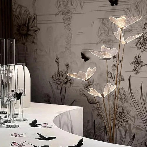 Imported Transparent Acrylic Butterfly Gold LED Floor Lamp