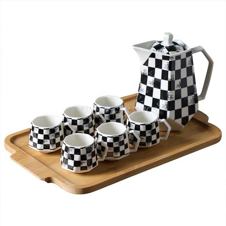 Stylish Tea Set with Bamboo Serving Tray