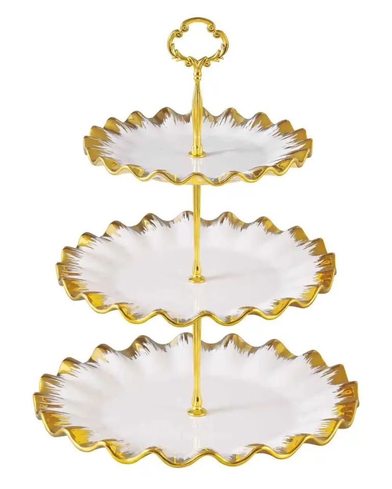 Elegant Design 3-Tier Cake Stand With Metal Stand