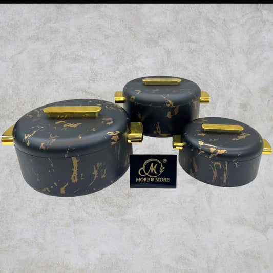 Marble Printed 3Pcs imported food warmer Set