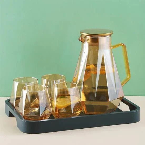 High borosilicate Clear Diamond Shaped Water Set