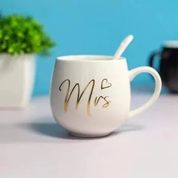 Mr And Mrs Mugs Ceramic Coffee Mug Set for Couples - Black And Red