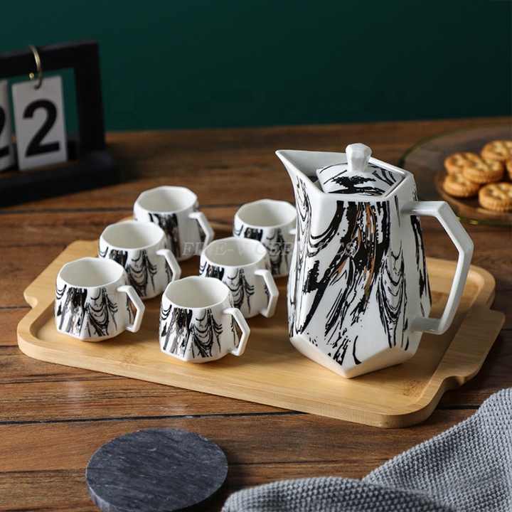 Stylish Tea Set with Bamboo Serving Tray