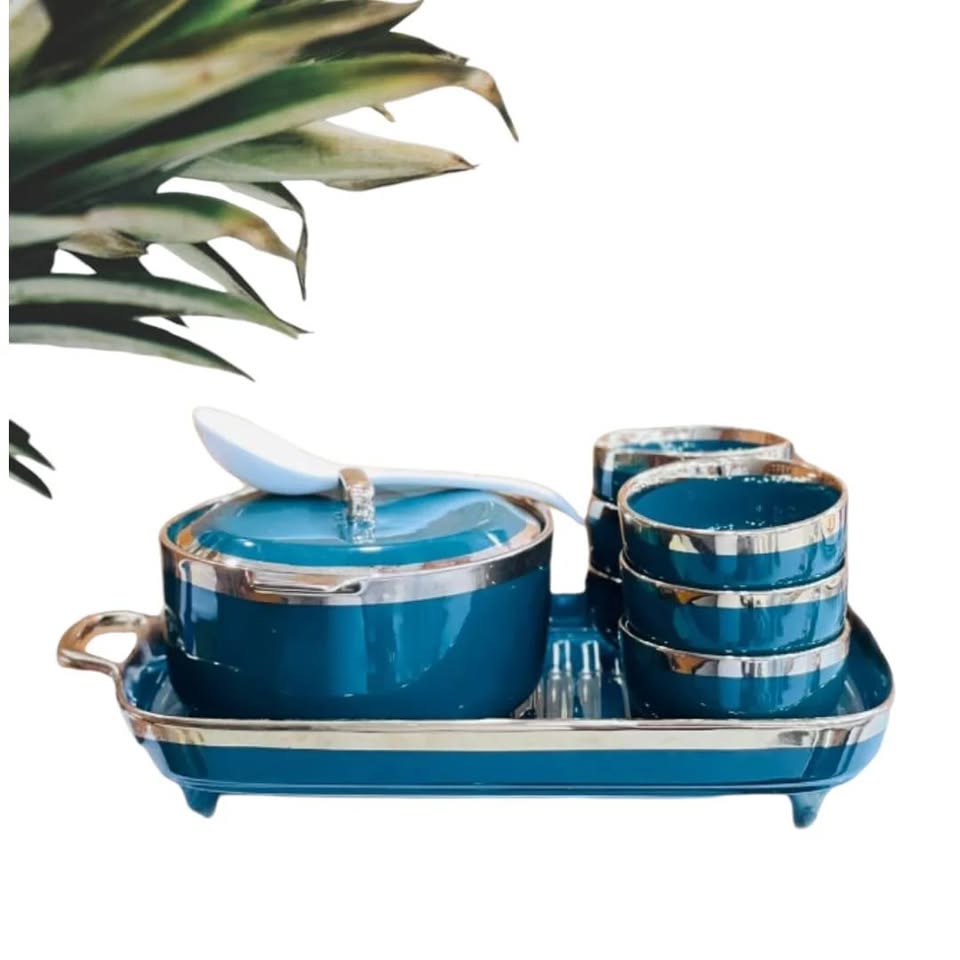 Ceramic Soup Set with Luxury Tray for Fine Dining