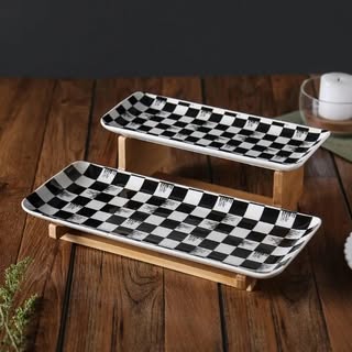 Porcelain Double Layer Serving Dishes with Shelf