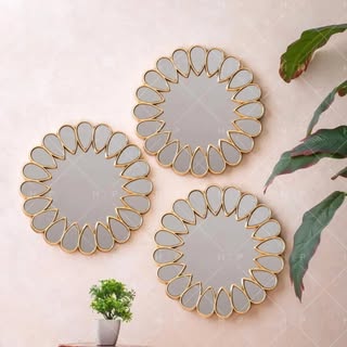 Unique 3Pcs Petal Flower Design Wall Mirror Set