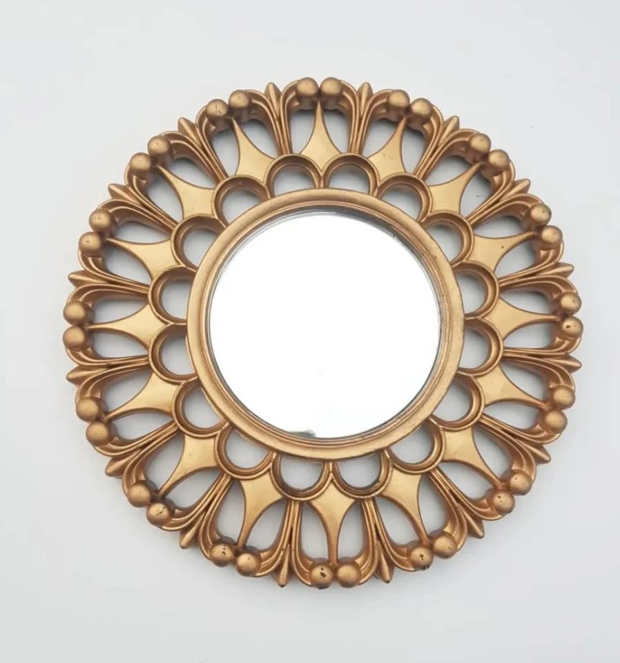 Vintage Gold Round Floral Wall Hanging Mirror