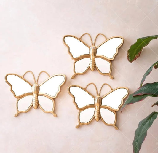 Premium Butterfly Design 3Pcs Wall Hanging Mirror Set