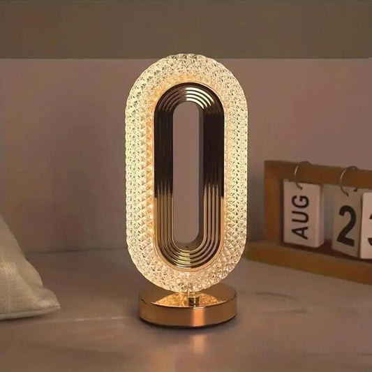 Nordic Oval Shaped Rechargeable Touch Control Crystal Table Lamp