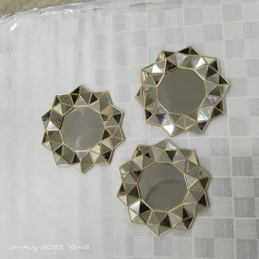 Golden 3 Piece Wall Mirror Set