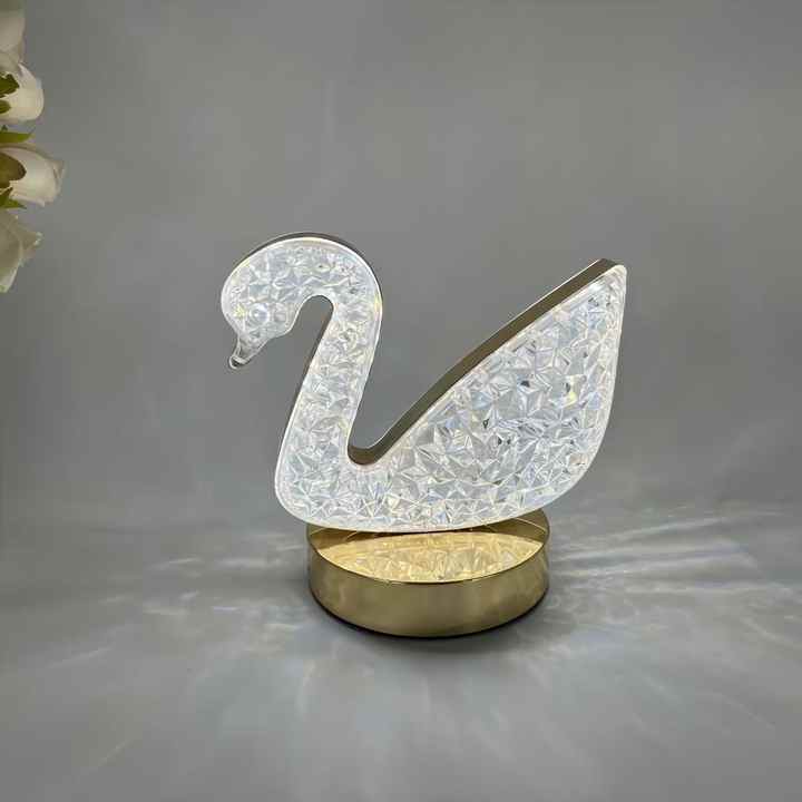 Swan Shaped Diamond Crystal Rechargeable Table Lamp