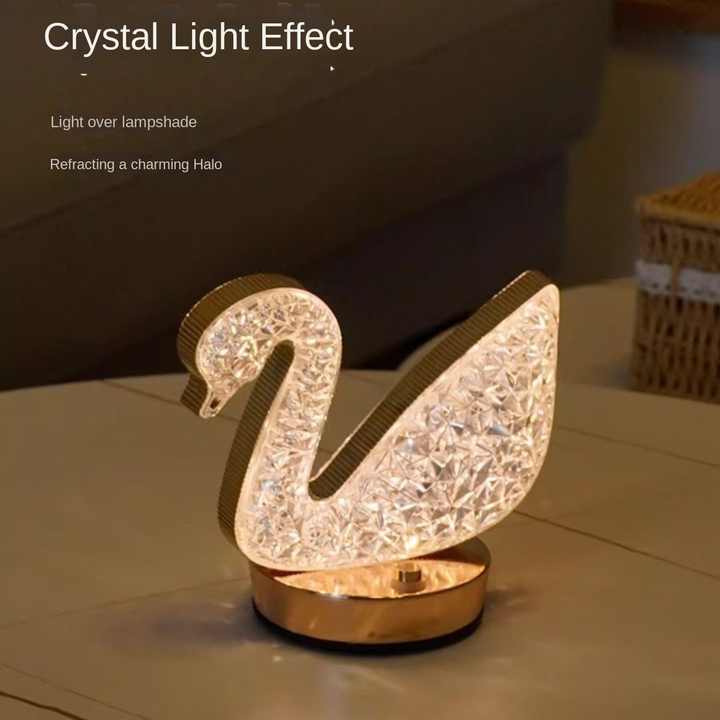 Swan Shaped Diamond Crystal Rechargeable Table Lamp