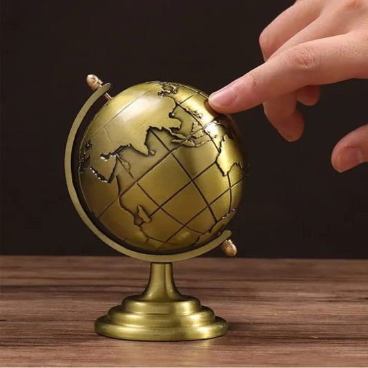 Vintage Antique Metal Globe Figurine Decoration