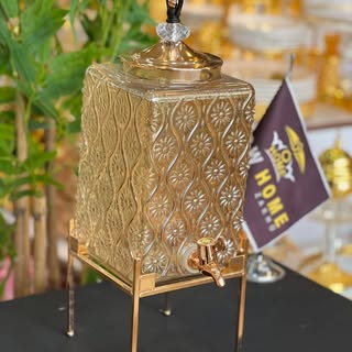 Decorative Gold Juice Dispenser With Metal Stand