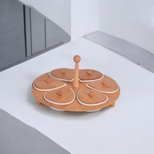 6-Compartment Flower Shaped Serving Platter Tray