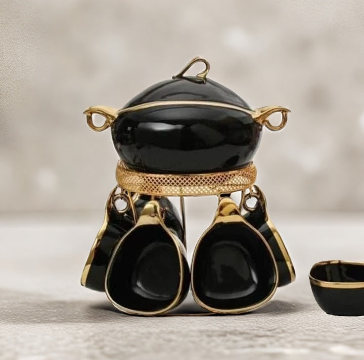 Royal Ceramic Soup Set with Beautiful Gold Stand