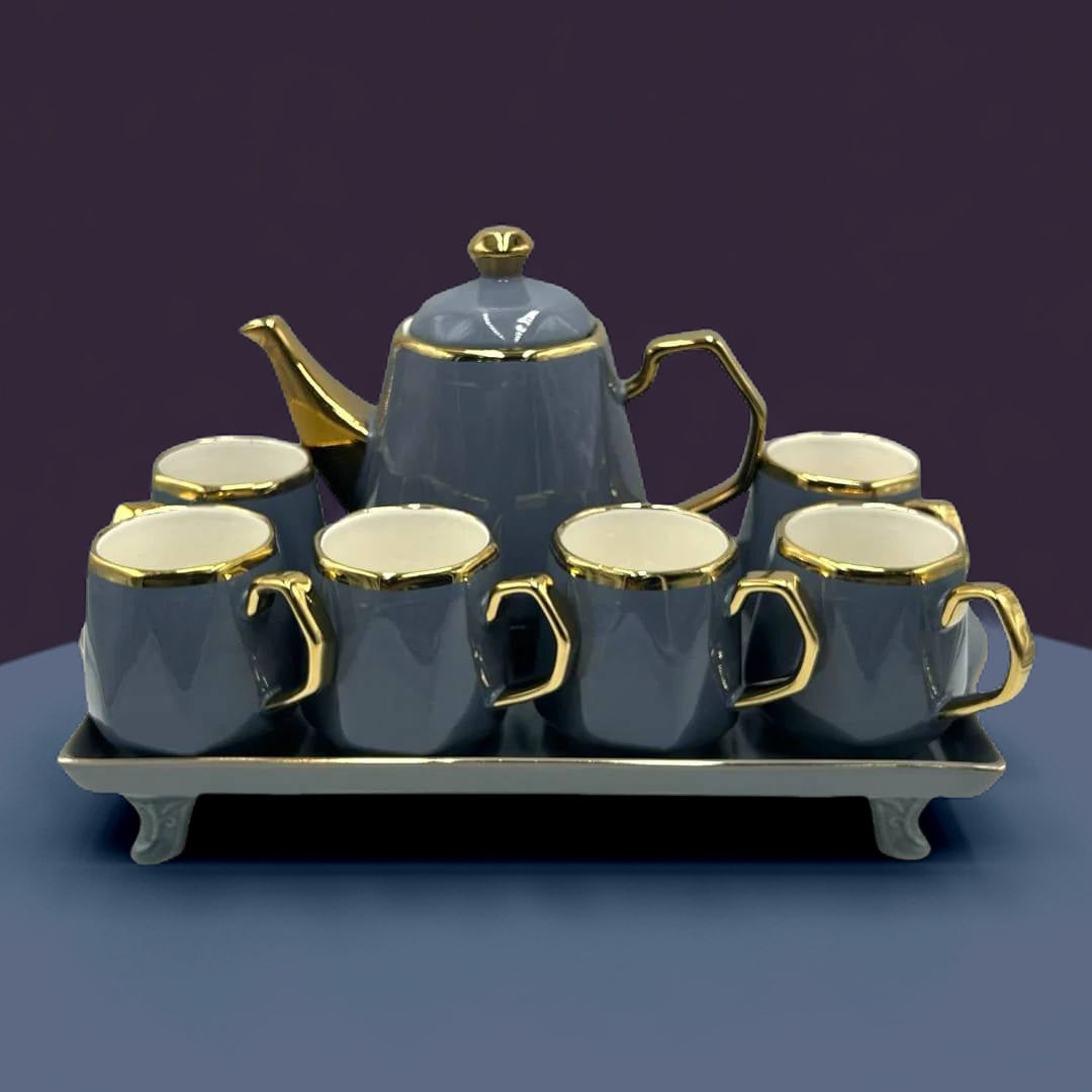 Classic Luxury Porcelain Tea Set with Serving Tray
