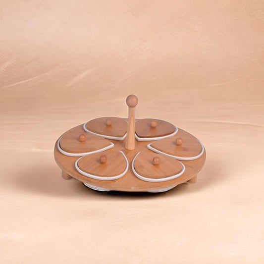 6-Compartment Flower Shaped Serving Platter Tray