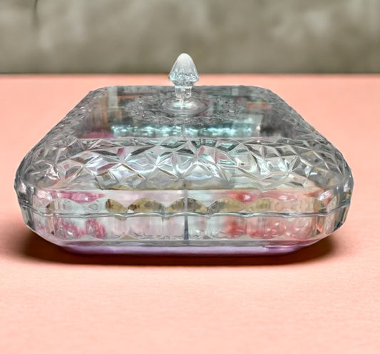 White Transparent Fruit Basin Candy Plate Sugar Nut Peanut Food Container Box with Lid