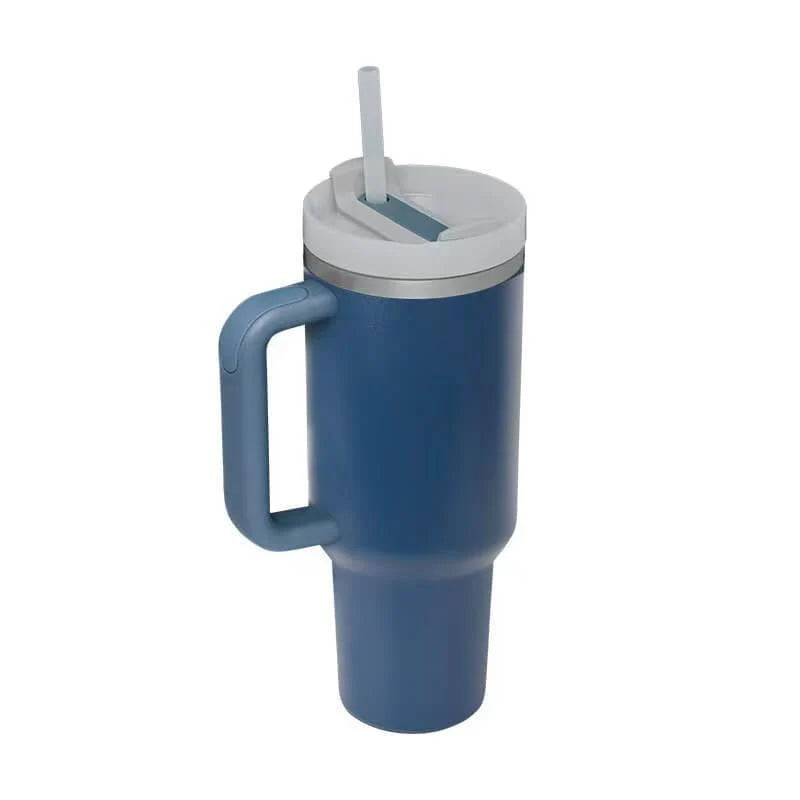 Double Wall Stainless Steel Insulated Tumbler With Straw - Navy