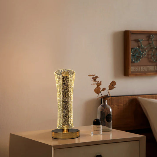 Modern Luxury Metal & Acrylic Column Tower-Shaped LED Table Lamp
