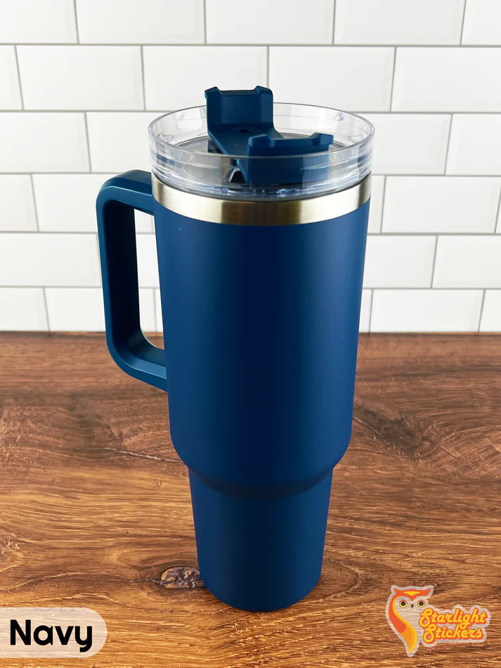Double Wall Stainless Steel Insulated Tumbler With Straw - Navy