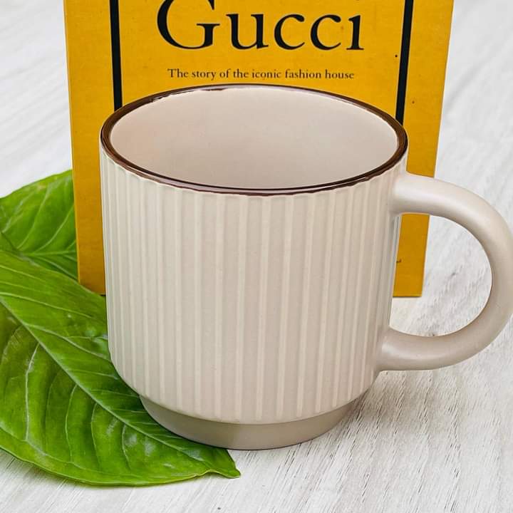 Stripped Pattern Porcelain Mug with Handle