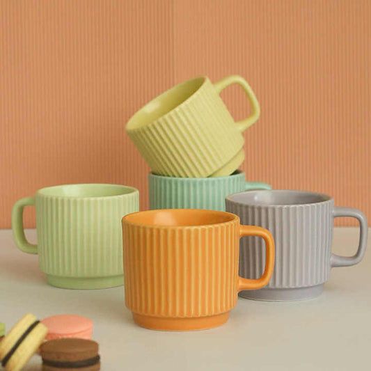 Modern Minimalist Style Macaron Striped Ceramic Mug