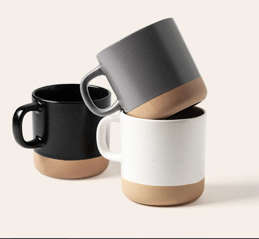 White Speckled Ceramic Mug With Neutral Clay Bottom