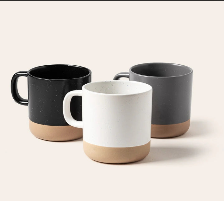 White Speckled Ceramic Mug With Neutral Clay Bottom