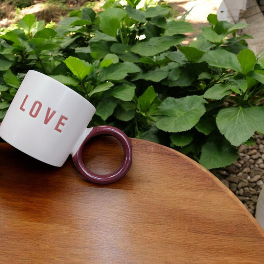 Nordic Style Ceramic Coffee Cup With Round Shape Handle