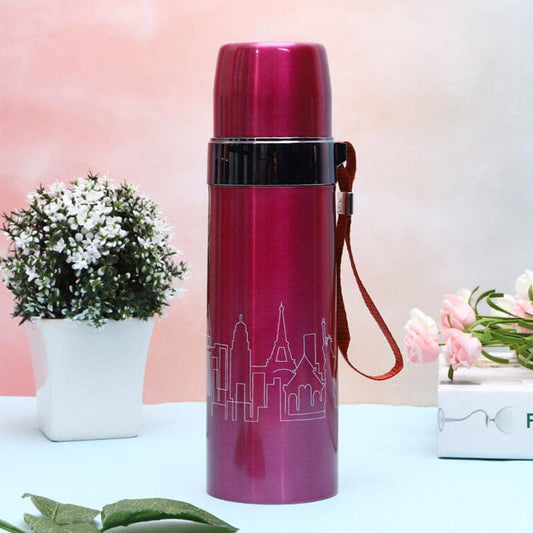 Stainless Steel Water Bottle with Cityscape Design