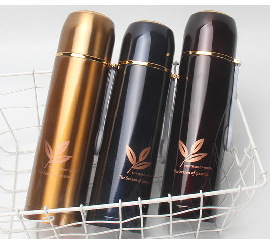 Stainless Steel Leaf Design Water Bottle