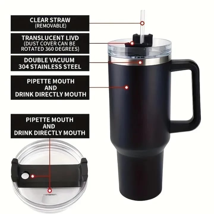 Double Wall Stainless Steel Insulated Tumbler - Black