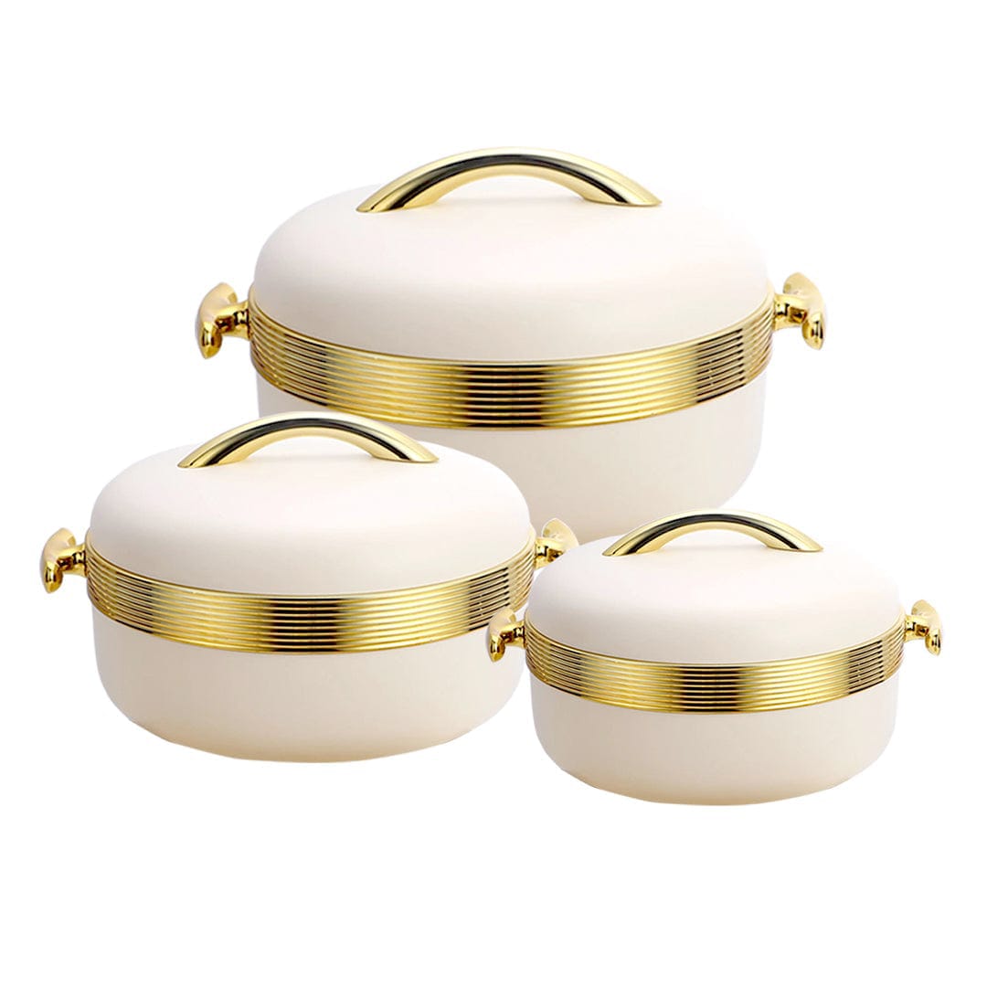 Premium Design 3pcs Food Warmer Set With Golden Handles