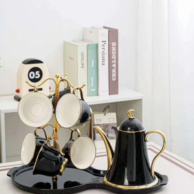Luxury Arabic Style Ceramic Tea Set With Tray And Stand
