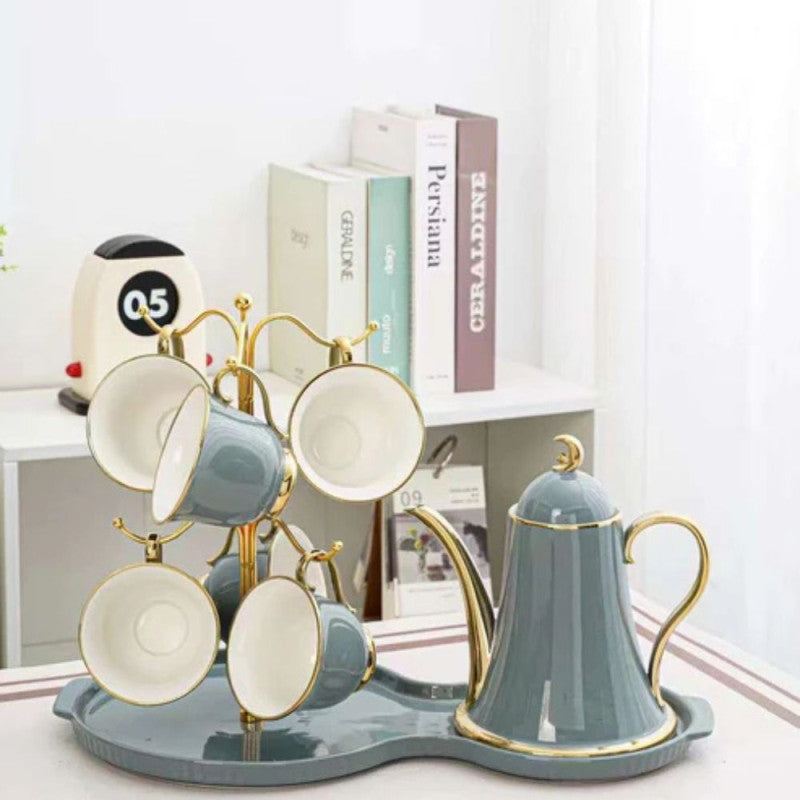 Luxury Arabic Style Ceramic Tea Set With Tray And Stand
