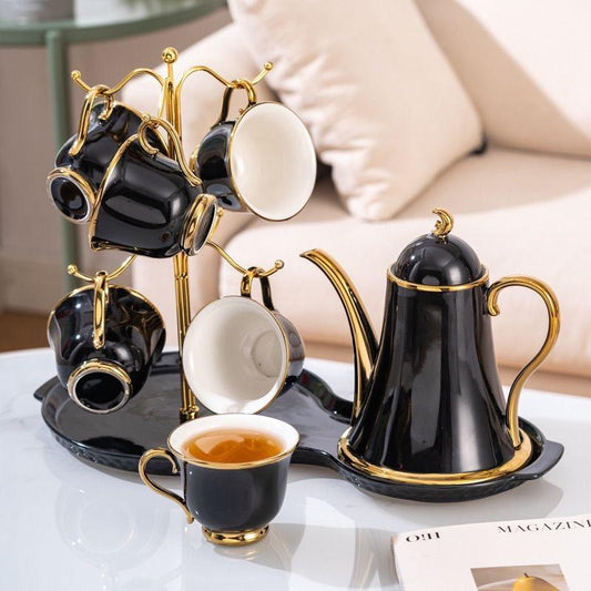Luxury Arabic Style Ceramic Tea Set With Tray And Stand