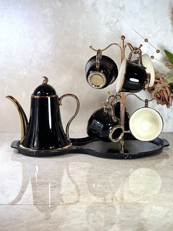 Luxury Arabic Style Ceramic Tea Set With Tray And Stand