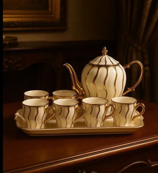 European Style imported 8Pcs Tea Set With Tray