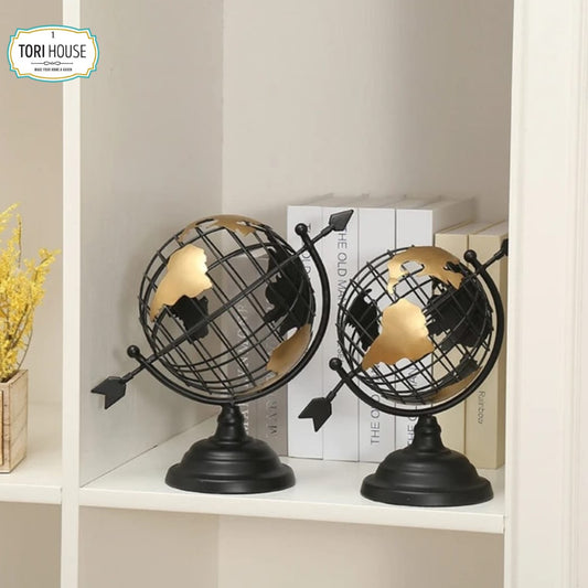Revolving Arrow Metal World Globe Decor