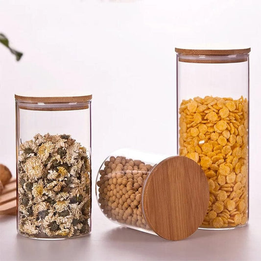 High Quality Food Storage Jar With Bamboo Lid Set of 3