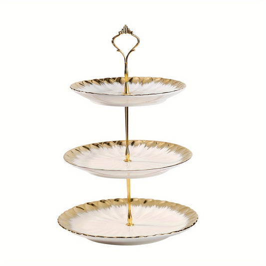 Royal Elegant Three Tier Cup Cake Stand With Golden Edges